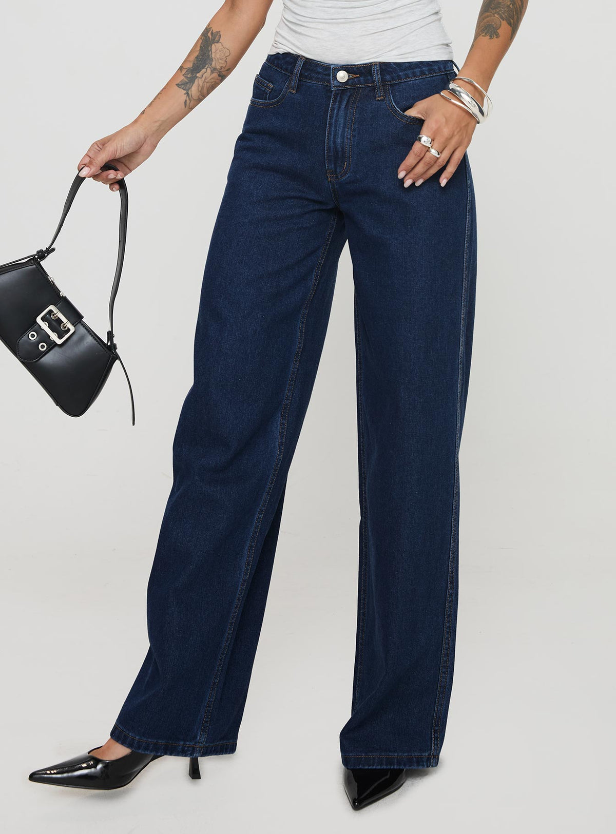 Maryanne Mid Rise Straight Leg Jeans Dark Wash