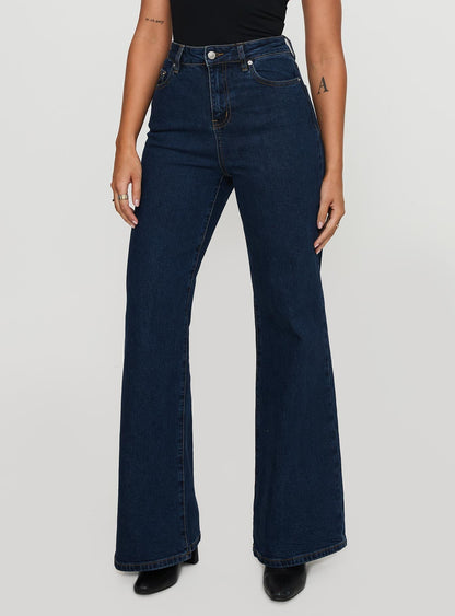 Thearlie High Rise Flared Jeans Dark Wash