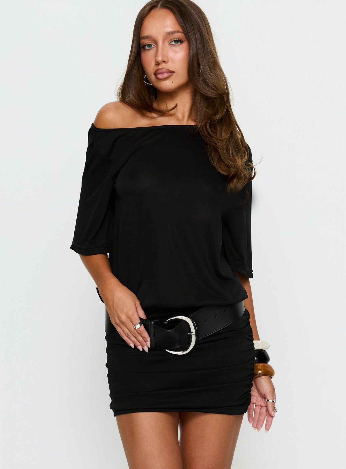 Romma Backless Slouchy Mini Dress Black