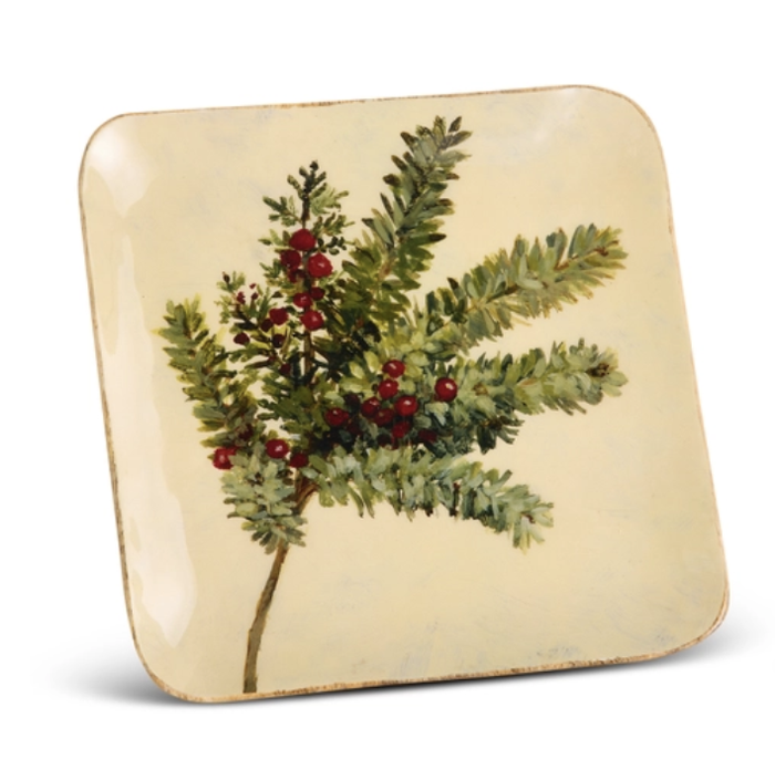 10" Holiday Evergreen Square Trays