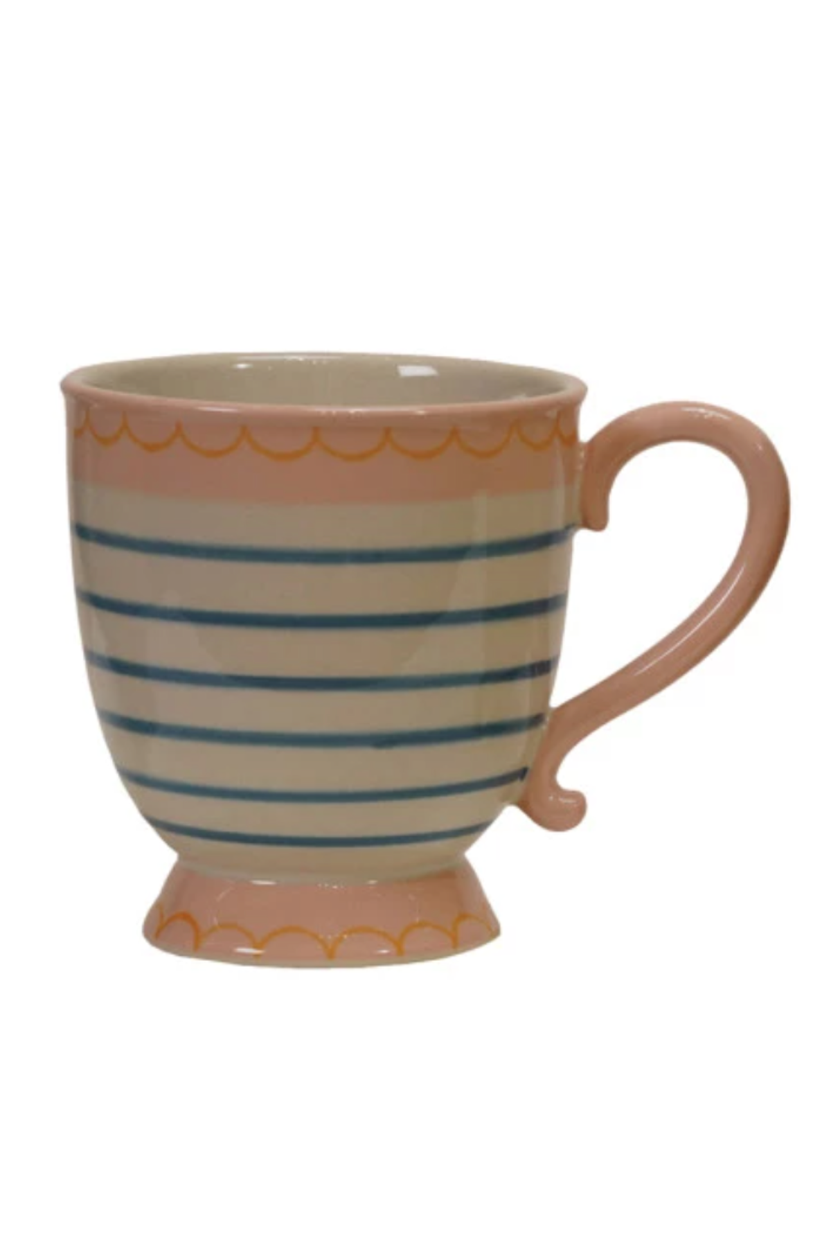 10 oz. Hand-Painted Stoneware Footed Mug, 4 Styles