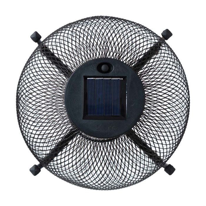 11.5"H Black Metal Mesh Solar Powered Outdoor Lantern with Stand