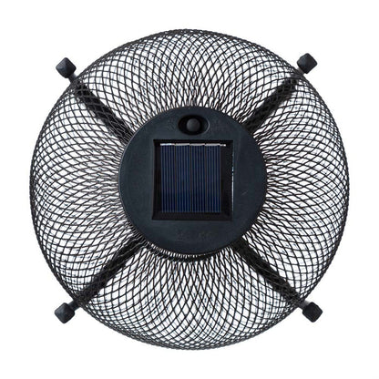 11.5"H Black Metal Mesh Solar Powered Outdoor Lantern with Stand