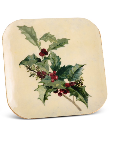 12" Holiday Evergreen Square Trays