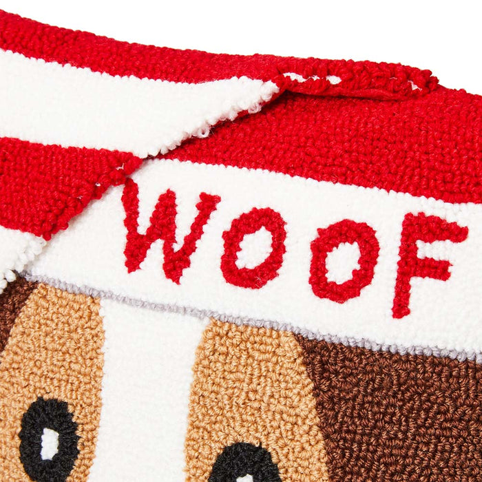14"L Hooked 3D Dog Woof Throw Pillow