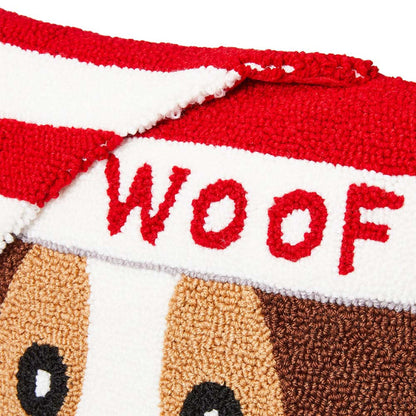 14"L Hooked 3D Dog Woof Throw Pillow