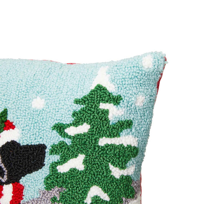 14"L Hooked Christmas Dog Throw Pillow