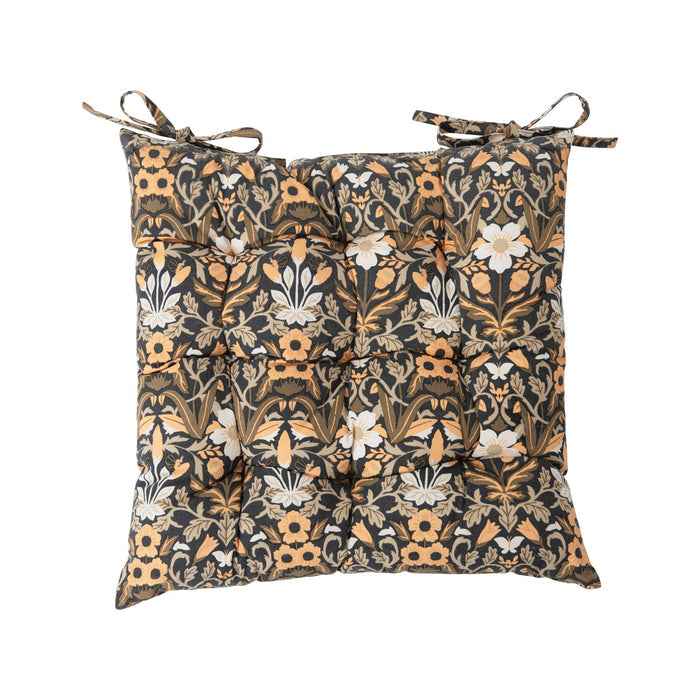 18" Cotton Printed Chair Cushion with Floral Pattern