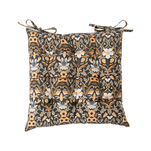 18" Cotton Printed Chair Cushion with Floral Pattern