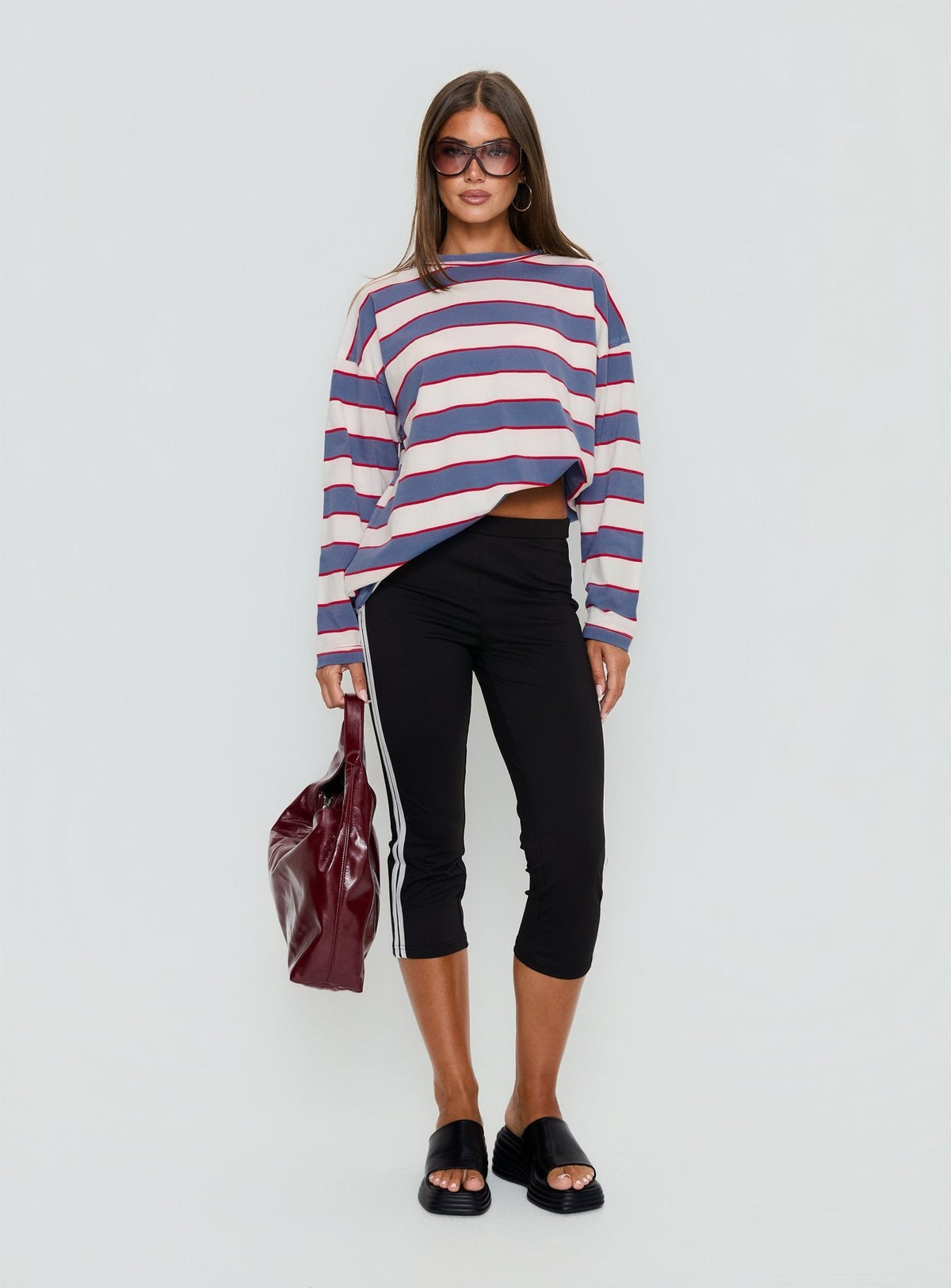 Horizon Long Sleeve Top Dusty Blue Stripe