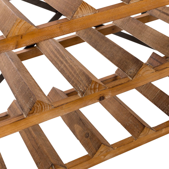 21 Bottle Floor Wooden Wine Rack with Metal Frame