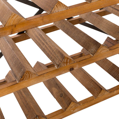21 Bottle Floor Wooden Wine Rack with Metal Frame