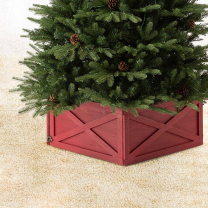 26"L Red Wooden Christmas Tree Collar