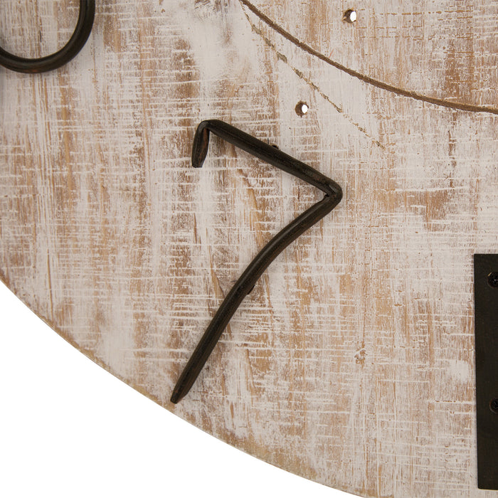 28"D Rustic Wooden Wall Clock Farmhouse Style Home Decor