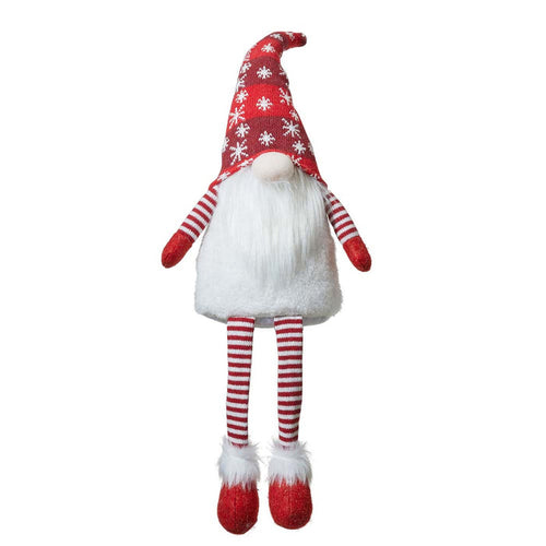 28"H Fabric Christmas Gnome Shelf Sitter with Dangling Legs