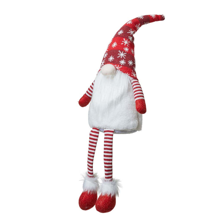 28"H Fabric Christmas Gnome Shelf Sitter with Dangling Legs