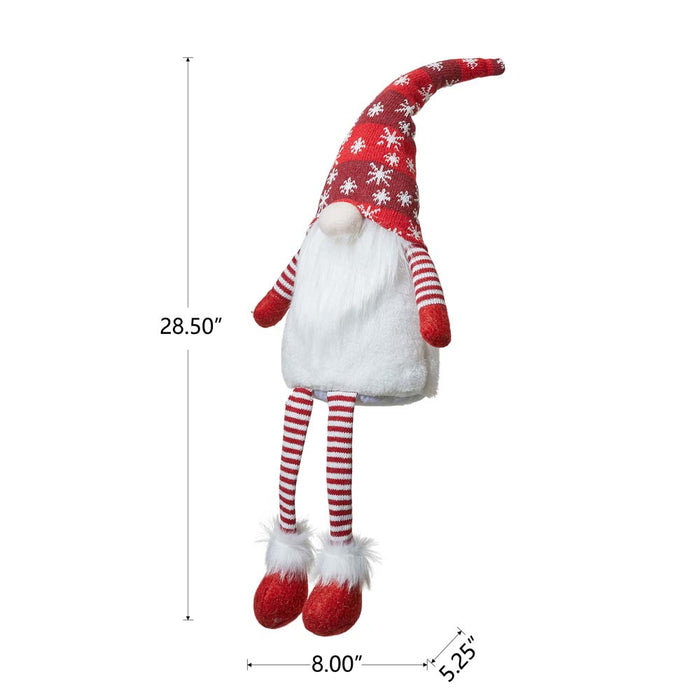 28"H Fabric Christmas Gnome Shelf Sitter with Dangling Legs
