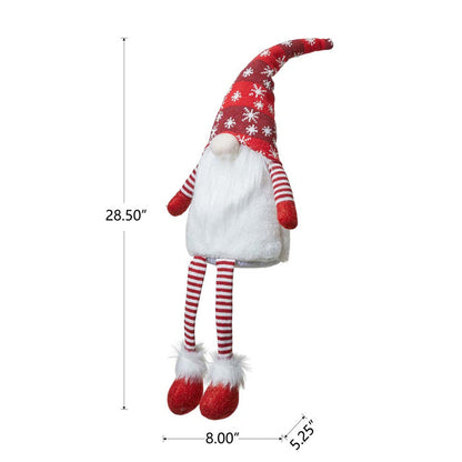 28"H Fabric Christmas Gnome Shelf Sitter with Dangling Legs