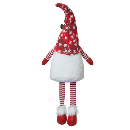 28"H Fabric Christmas Gnome Shelf Sitter with Dangling Legs