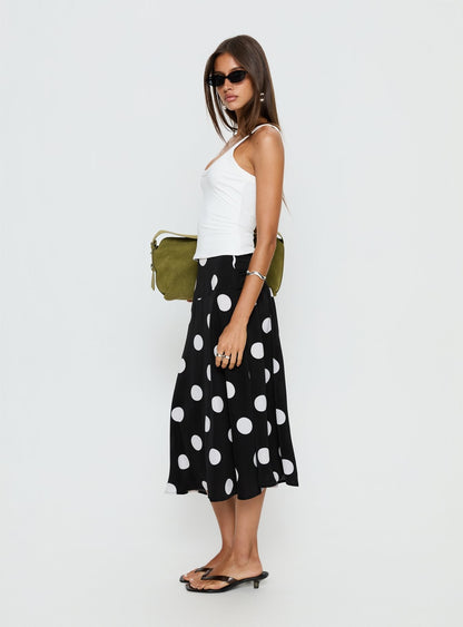 Picture It Midi Skirt Black Polka Dot