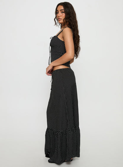 Modern Girl Maxi Skirt Black / Polka Dot
