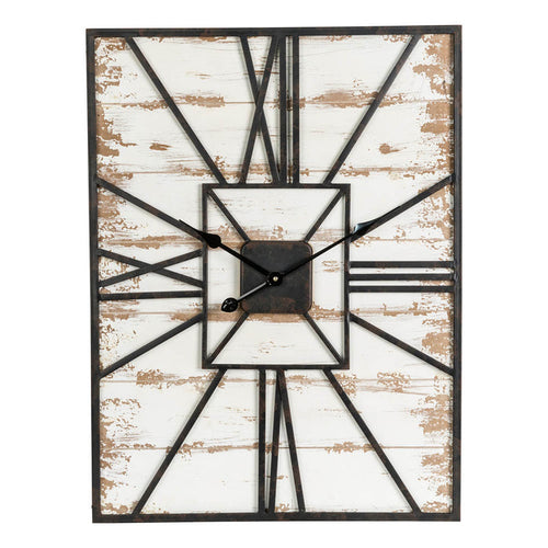 31.5"H Oversized Farmhouse Wooden/Metal Rectangular Wall Clock