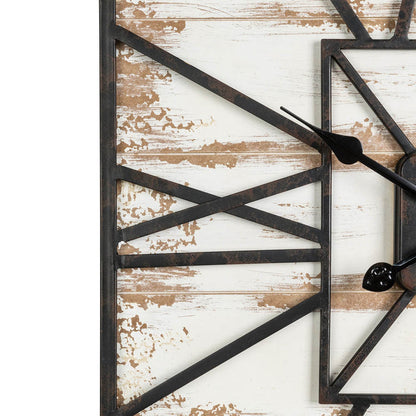 31.5"H Oversized Farmhouse Wooden/Metal Rectangular Wall Clock