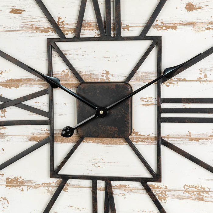 31.5"H Oversized Farmhouse Wooden/Metal Rectangular Wall Clock