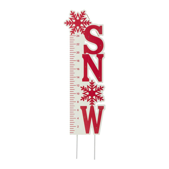 36"H Lighted Wooden Snow Gauge Yard Stake or Wall Décor (2 Functions)