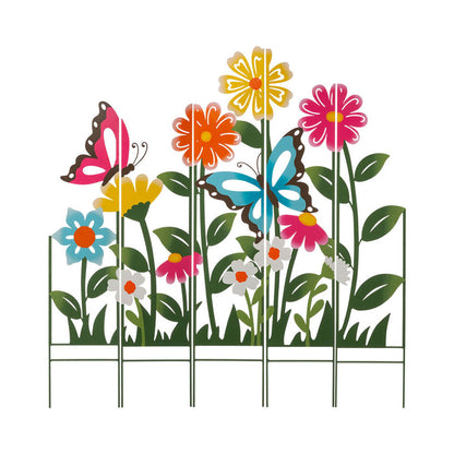 39.75"H 5 Pieces Metal Flowers Silhouette Yard Stake