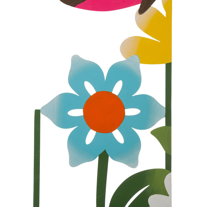 39.75"H 5 Pieces Metal Flowers Silhouette Yard Stake