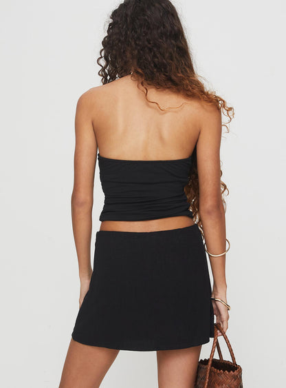 Falling Back Low Waisted Mini Skirt Black