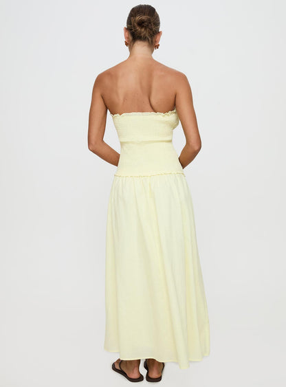 Tinsie Strapless Maxi Dress Yellow