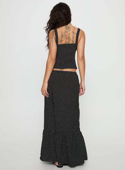 Modern Girl Maxi Skirt Black / Polka Dot