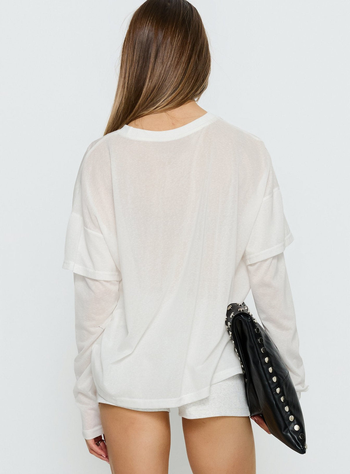 Settle Down Layered Long Sleeve Top White