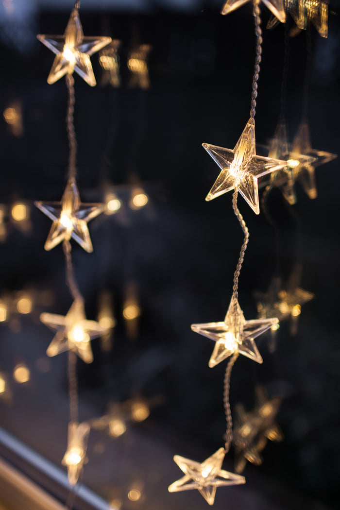 40 Warm White LED Star Curtain Light