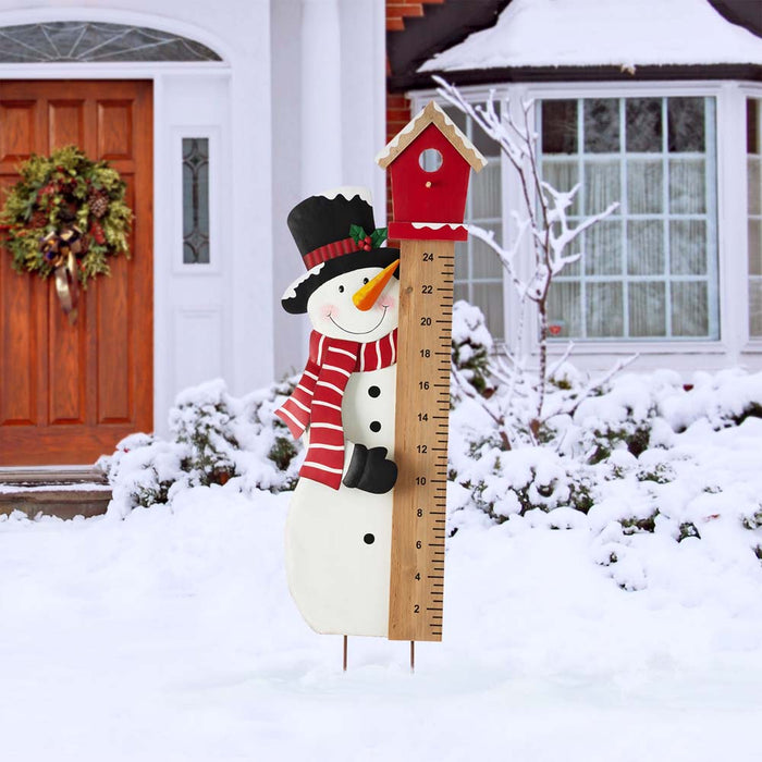 40"H Snowman Snow Gauge Yard Stake or Wall Décor (2 Functions)