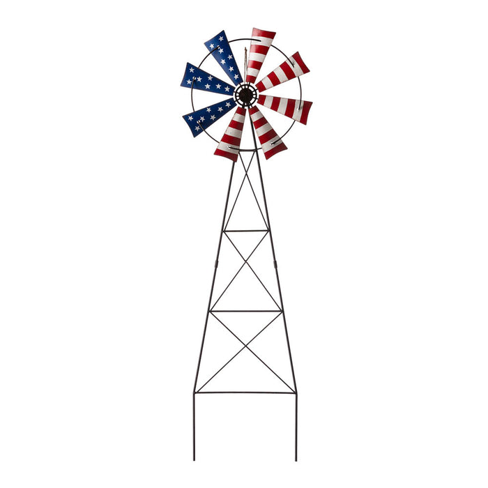 41.25"H Stars and Stripes Metal Wind Spinner Yard Stake or Wall décor