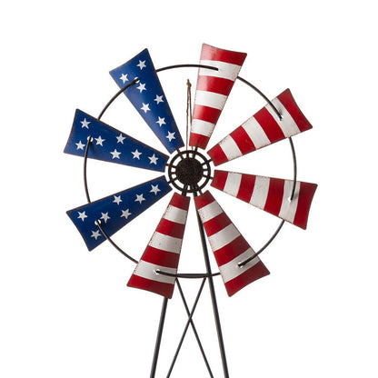 41.25"H Stars and Stripes Metal Wind Spinner Yard Stake or Wall décor