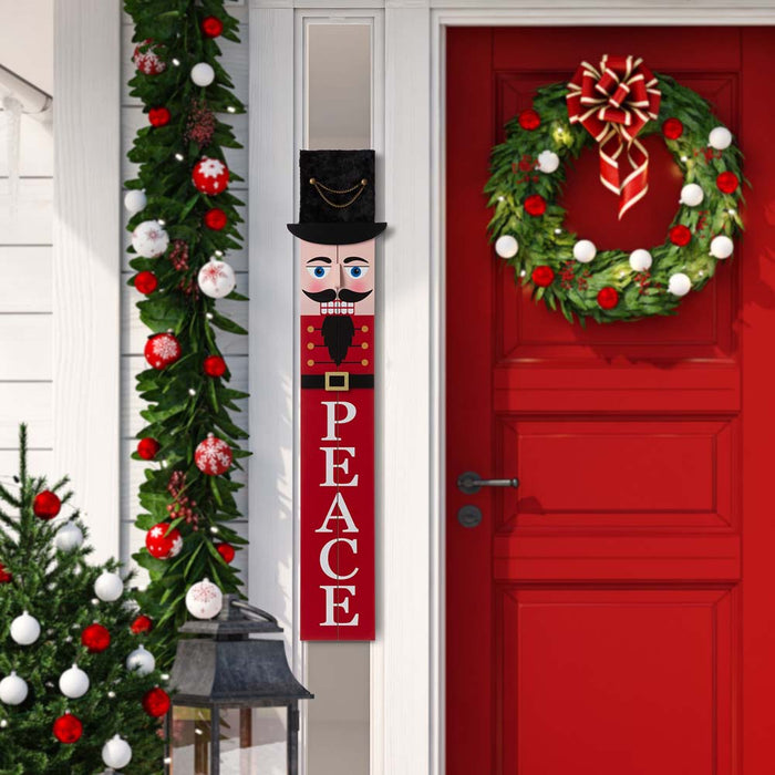 42"H Wooden Nutcracker "PEACE" Porch Sign Board