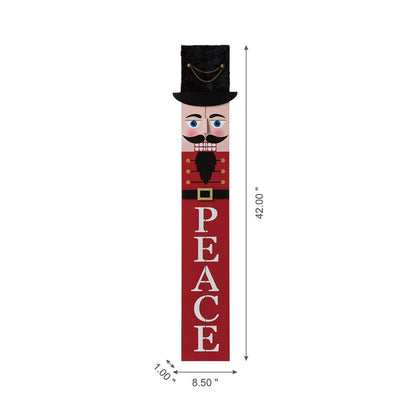 42"H Wooden Nutcracker "PEACE" Porch Sign Board