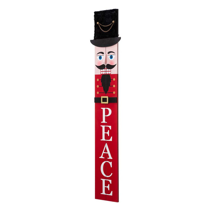 42"H Wooden Nutcracker "PEACE" Porch Sign Board