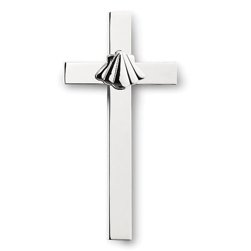 4.7" Silver Baptism Shell Cross