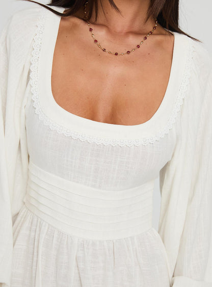 Weyes Long Sleeve Mini Dress White