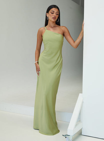 Nehemiah One Shoulder Maxi Dress Green