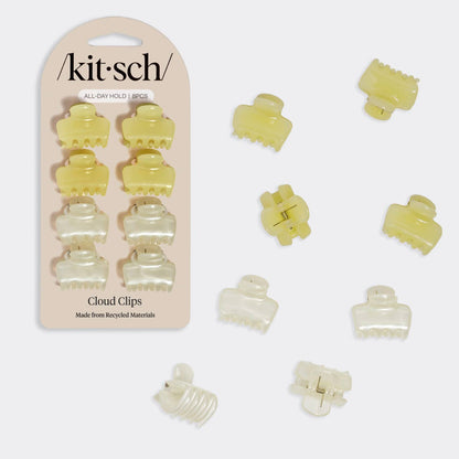 Mini Jelly Cloud Clips 8pc Set - Pearlized Cream & Butter Yellow