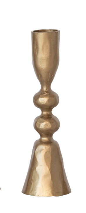 6" Hand Forged Cast Iron Taper Holders Antique Brass