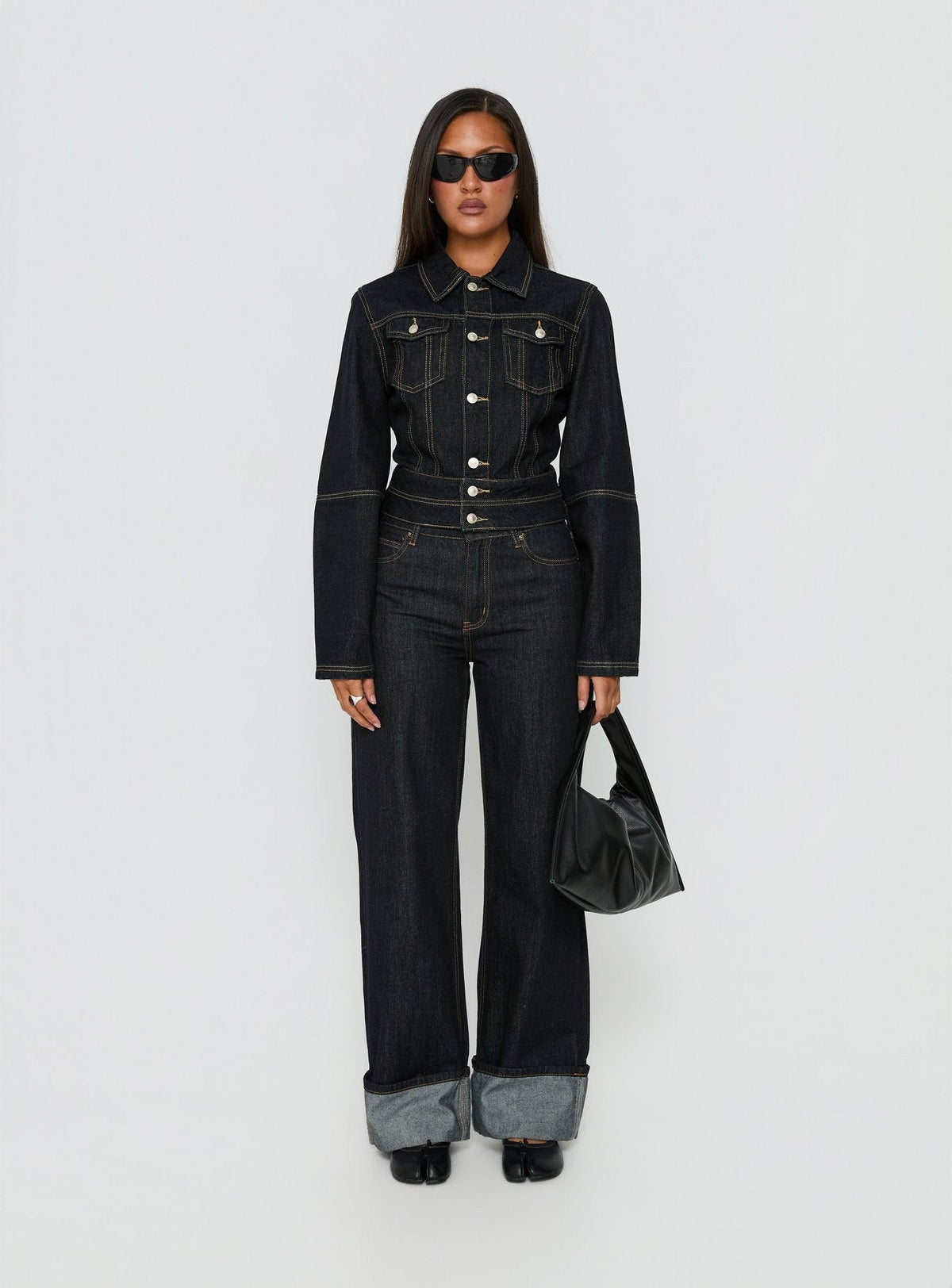 Remara Cinched Denim Jacket Dark Blue Wash