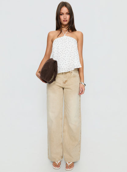 Serenitia Mid Rise Relaxed Jeans Sandy Brown Wash