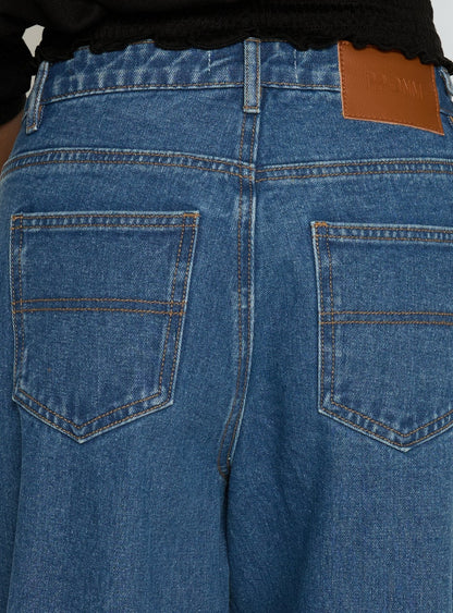 Naylor Mid Rise Wide Leg Jeans Mid Blue Wash
